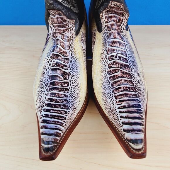 Los Altos Genuine Ostrich Leg 3X Toe Mens Size 8 Pointed toe Cowboy Boots 950549 - Picture 4 of 13